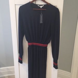 🆕 DownEast Rib Trim Midi Dress in Navy